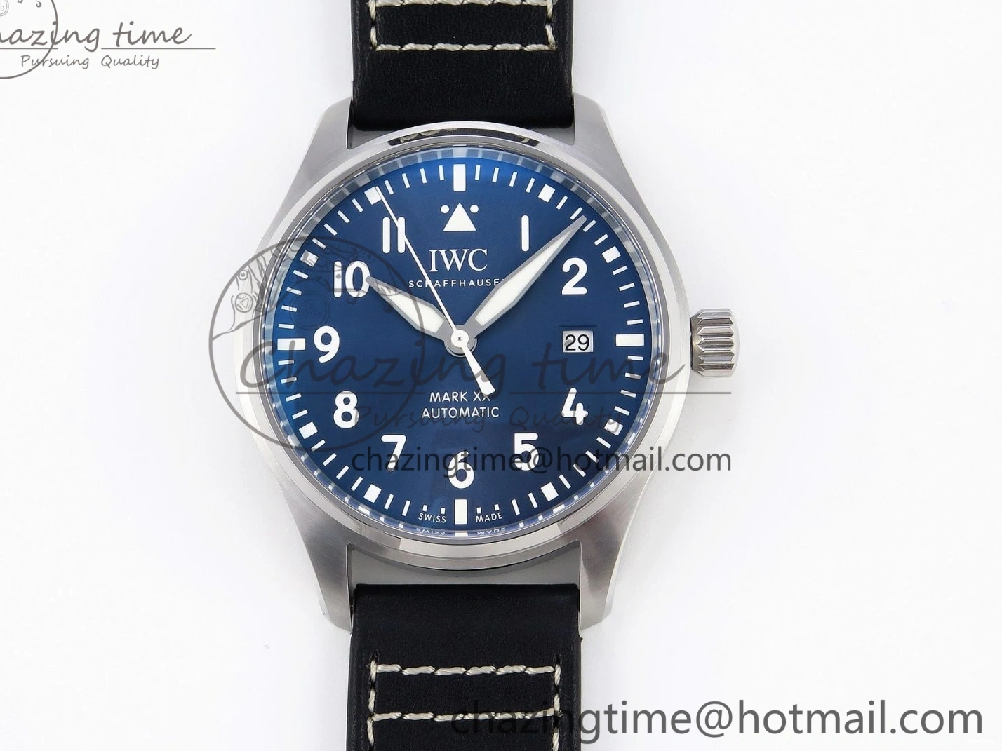 MIROTIME 1231 Pilot Mark XX IW328203 ZF 1:1 Best Edition Blue Dial on Dark Blue Leather Strap A Snug 7024